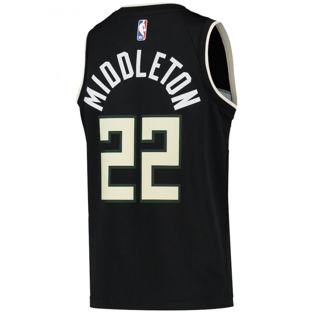 Men's Milwaukee Bucks Middleton #22 Jordan Black 20/21 Swingman Jersey - Statement Edition-Pro Kit Vault | Brand New 26/27 Sports Jerseys